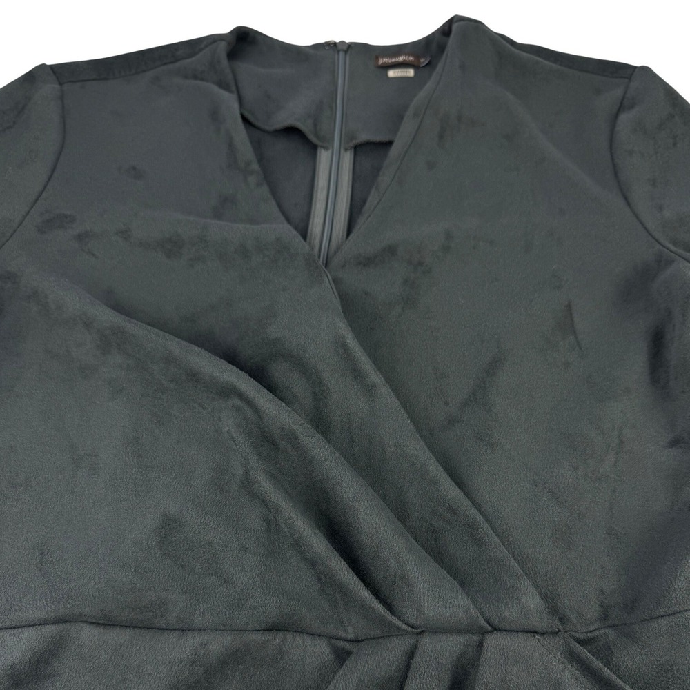 J. McLaughlin M Neville Sheath Faux Suede Crossover Gray LS Midi Women Dress - Picture 7 of 12